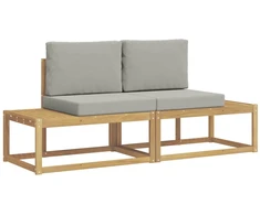 Lauko sofos komplektas su pagalve 2 pcs Balta ir šviesiai pilka