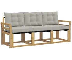 Lauko sofos komplektas su pagalve 3 pcs Balta ir šviesiai pilka