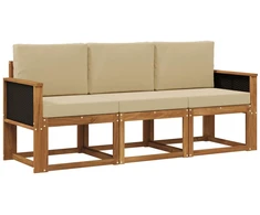 Lauko sofos komplektas su pagalve 3 pcs Natūrali