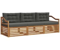 Lauko sofos komplektas su pagalve 3 pcs Natūralus ir antracitas