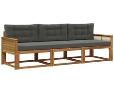 Lauko sofos komplektas su pagalve 3 pcs Natūralus ir antracitas