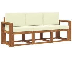 Lauko sofos komplektas su pagalve 3 pcs Natūralus ir grietinėlė