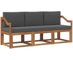 Lauko sofos komplektas su pagalve 3 pcs Natūralus ir antracitas