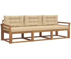 Lauko sofos komplektas su pagalve 3 pcs Natūralus ir bežinis