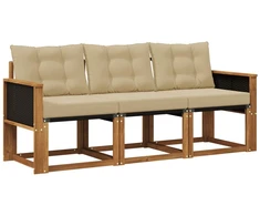 Lauko sofos komplektas su pagalve 3 pcs Natūralus ir bežinis