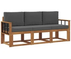 Lauko sofos komplektas su pagalve 3 pcs Natūralus ir antracitas