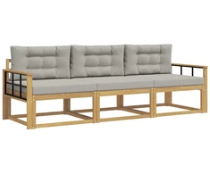Lauko sofos komplektas su pagalve 3 pcs Balta ir šviesiai pilka