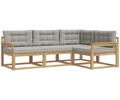 Lauko sofos komplektas su pagalve 3 pcs Balta ir šviesiai pilka
