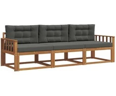 Lauko sofos komplektas su pagalve 3 pcs Natūralus ir antracitas