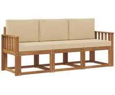 Lauko sofos komplektas su pagalve 3 pcs Natūralus ir bežinis