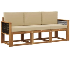 Lauko sofos komplektas su pagalve 3 pcs Natūrali
