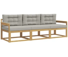 Lauko sofos komplektas su pagalve 3 pcs Balta ir šviesiai pilka
