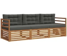 Lauko sofos komplektas su pagalve 3 pcs Natūralus ir antracitas