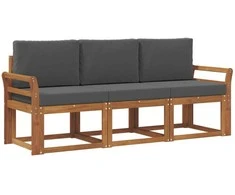 Lauko sofos komplektas su pagalve 3 pcs Natūralus ir antracitas