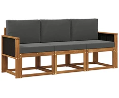 Lauko sofos komplektas su pagalve 3 pcs Natūralus ir antracitas