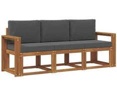 Lauko sofos komplektas su pagalve 3 pcs Natūralus ir antracitas