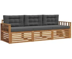 Lauko sofos komplektas su pagalve 3 pcs Natūralus ir antracitas