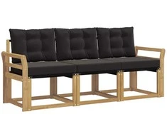 Lauko sofos komplektas su pagalve 3 pcs Balta ir juoda