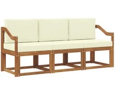 Lauko sofos komplektas su pagalve 3 pcs Natūralus ir grietinėlė