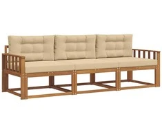 Lauko sofos komplektas su pagalve 3 pcs Natūralus ir bežinis