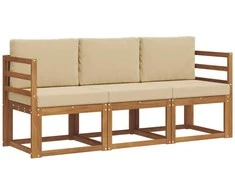 Lauko sofos komplektas su pagalve 3 pcs Natūralus ir bežinis