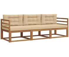 Lauko sofos komplektas su pagalve 3 pcs Natūralus ir bežinis