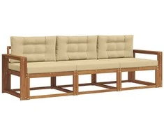 Lauko sofos komplektas su pagalve 3 pcs Natūralus ir bežinis