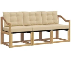 Lauko sofos komplektas su pagalve 3 pcs Balta ir kreminė