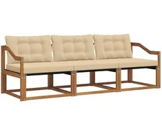 Lauko sofos komplektas su pagalve 3 pcs Natūralus ir bežinis