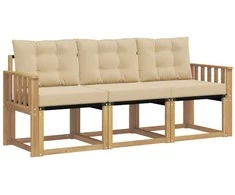 Lauko sofos komplektas su pagalve 3 pcs Balta ir kreminė