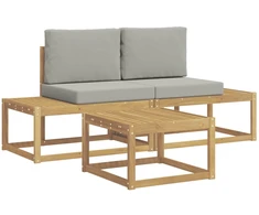 Lauko sofos komplektas su pagalve 3 pcs Balta ir šviesiai pilka