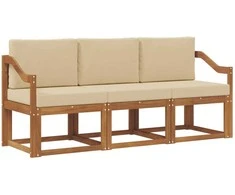Lauko sofos komplektas su pagalve 3 pcs Natūralus ir bežinis
