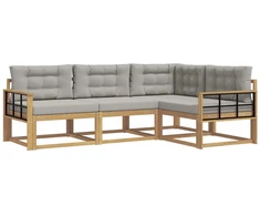 Lauko sofos komplektas su pagalve 3 pcs Balta ir šviesiai pilka