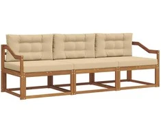 Lauko sofos komplektas su pagalve 3 pcs Natūralus ir bežinis