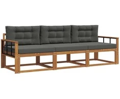 Lauko sofos komplektas su pagalve 3 pcs Natūralus ir antracitas