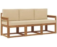 Lauko sofos komplektas su pagalve 3 pcs Natūralus ir bežinis