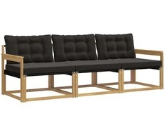 Lauko sofos komplektas su pagalve 3 pcs Balta ir juoda