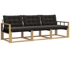 Lauko sofos komplektas su pagalve 3 pcs Balta ir juoda