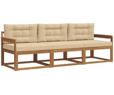 Lauko sofos komplektas su pagalve 3 pcs Natūralus ir bežinis