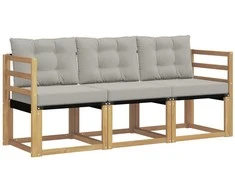 Lauko sofos komplektas su pagalve 3 pcs Balta ir šviesiai pilka