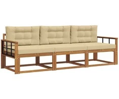 Lauko sofos komplektas su pagalve 3 pcs Natūralus ir bežinis
