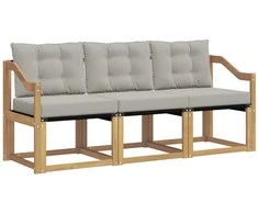 Lauko sofos komplektas su pagalve 3 pcs Balta ir šviesiai pilka