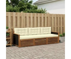 Lauko sofos komplektas 3 pcs Natūralus ir grietinėlė