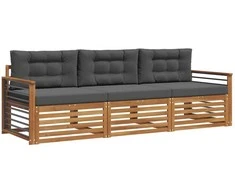 Lauko sofos komplektas su pagalve 3 pcs Natūralus ir antracitas