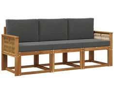 Lauko sofos komplektas su pagalve 3 pcs Natūralus ir antracitas