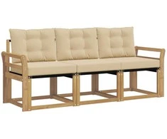 Lauko sofos komplektas su pagalve 3 pcs Balta ir kreminė
