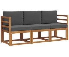 Lauko sofos komplektas su pagalve 3 pcs Natūralus ir antracitas