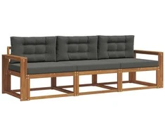 Lauko sofos komplektas su pagalve 3 pcs Natūralus ir antracitas