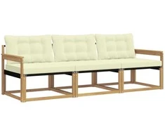 Lauko sofos komplektas su pagalve 3 pcs Balta ir kreminė