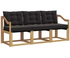 Lauko sofos komplektas su pagalve 3 pcs Balta ir juoda